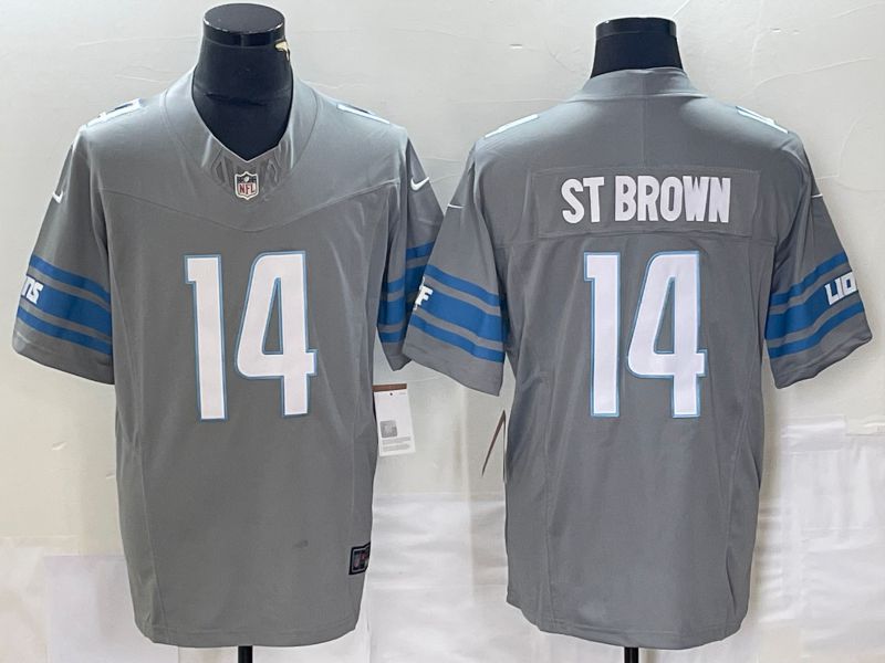 Men Detroit Lions #14 St brown Grey 2023 Nike Vapor Limited NFL Jersey style 1->youth nfl jersey->Youth Jersey